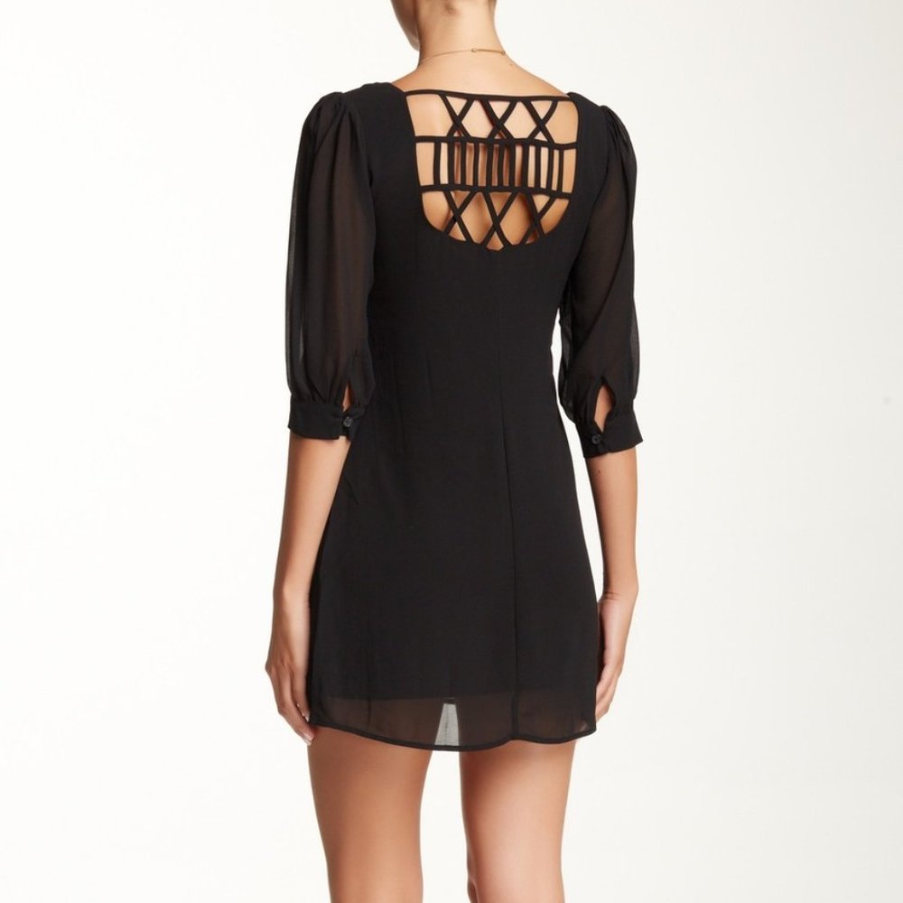 Want & Need Black Lattice Shift Dress